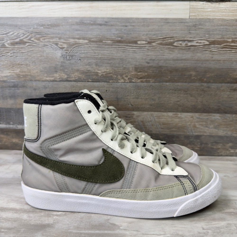 Nike Blazer Mid 77 Women Size 6.5‎ Sneakers Nylon Suede Grey Olive DN4115-991